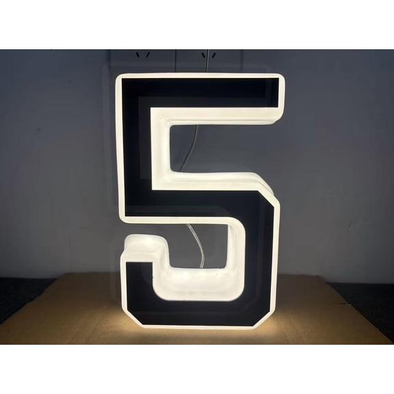 Large Modern Outdoor LED House Number Sign, Personalized Black & Gold 5 Digit Address Plaque for Yard, Street & Garage