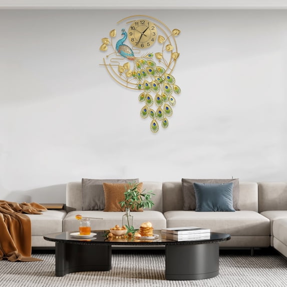 Large Modern Wall Clock for Living Room Decor, 36.6" Oversized Silent Non-Ticking Gold Wall Clock with Crystal Accents, Decorative Metal Wall Clock with Easy-Read Numbers