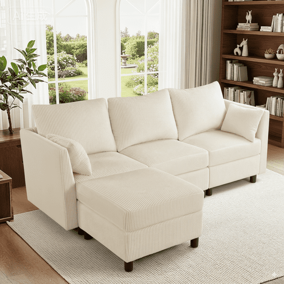 Large Modular Sectional Sofa with Storage,Convertible Couch, Memory Foam Cushions, Solid Wood Frame, for Living Room & Small Spaces (Beige, 79"-L Shape)