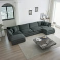 thumbnail image 1 of Modern Gray U-Shape Couch with Reversible Chaise and Extra Ottomans for Living Room, 1 of 11