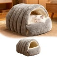 thumbnail image 1 of Large Monster Cat Bed With Removable Cushion Cozy Warm Cat Cave Semi-Closed Pet Sleeping House For Cats Small Dogs(Grey L-57X37X28cm), 1 of 6