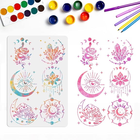 Large Moon Phase Stencils Mystery Cresent Moon Star Templates Stencils 15.723.6inch Divination Moon Snake Flower Sun Lotus Flower Pattern