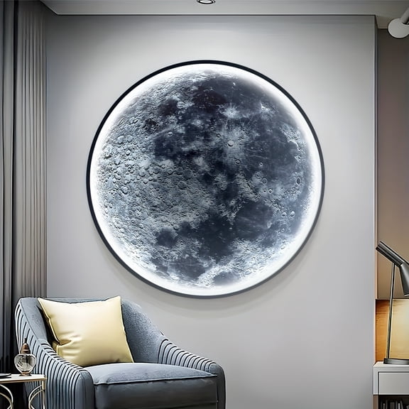 Large Moon Wall Sconce | Modern LED Dimmable Wall Light With Remote Control, Wall Lamp Indoor Wall Mounted Moon Wall Light, Ceiling Light For Living Room Bedroom