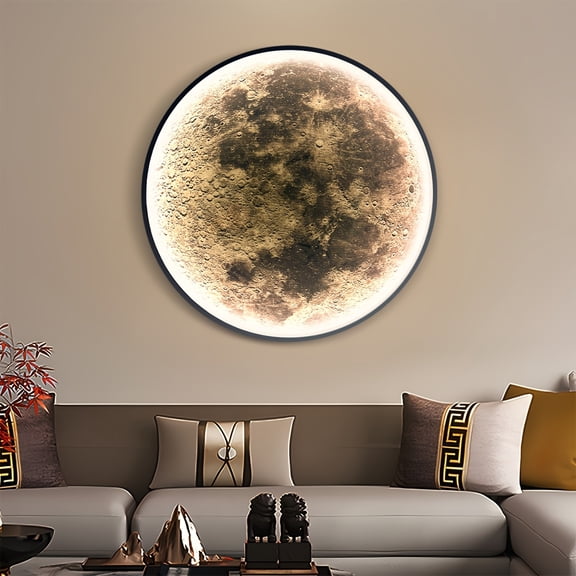 Large Moon Wall Sconce | Modern LED Dimmable Wall Light With Remote Control, Wall Lamp Indoor Wall Mounted Moon Wall Light, Ceiling Light For Living Room Bedroom
