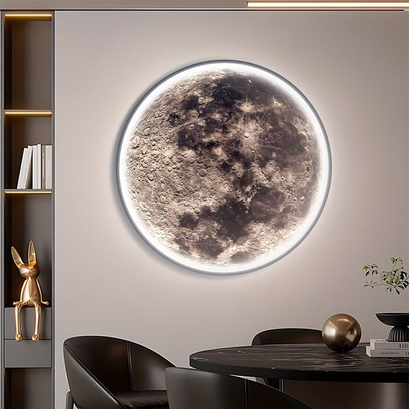 Large Moon Wall Sconce | Modern LED Dimmable Wall Light With Remote Control, Wall Lamp Indoor Wall Mounted Moon Wall Light, Ceiling Light For Living Room Bedroom