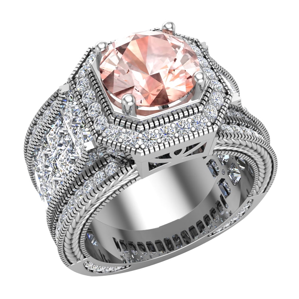 Elegant Morganite Engagement Ring in 14K White Gold Bangladesh Ubuy