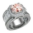 thumbnail image 1 of Large Morganite Engagement Ring 14K White Gold Halo Rings for women 8.00 mm 6.85 carat, 1 of 5