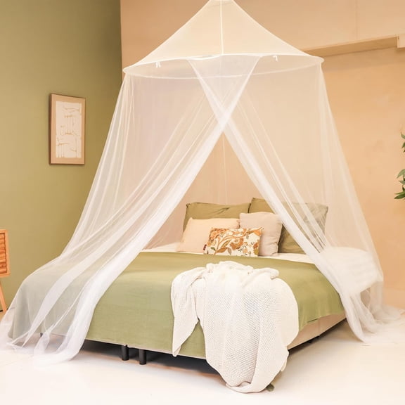 Large Mosquito Net for Bed or Outdoor Patio | 5FT Diameter Top Ring | Conical Shape Bed Canopy with Wide Base | Insect Netting for Bedroom, Garden, Gazebo, Balcony & Terrace