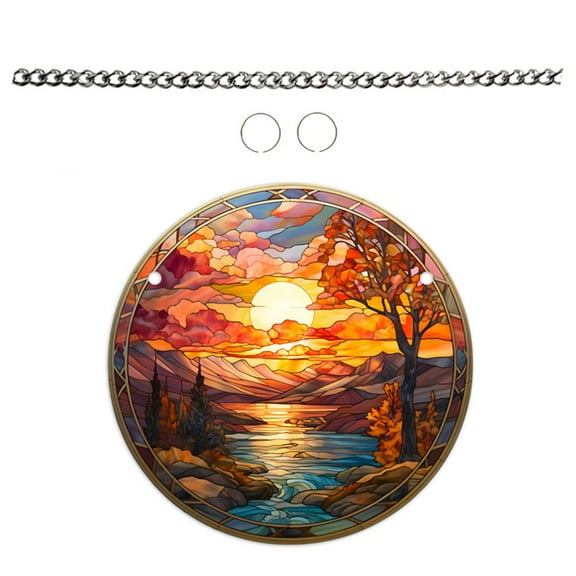 Large Mountain Acrylic Window Hanging Decor Stained Glass Panels