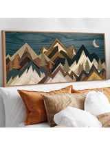 Large Mountain Canvas Wall Art Nature Forest Wall Decor Rustic Farmhouse Moon Landscape Framed Art Print For Living Room Bedroom Dining Room 20"X40"
