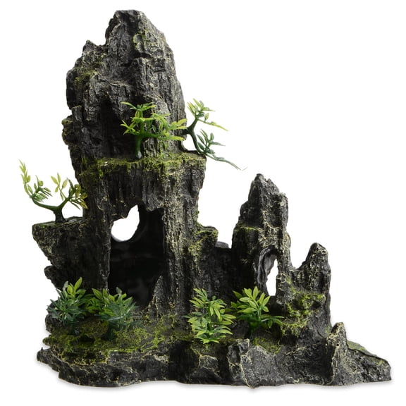 Large Mountain View Stone Aquarium Ornament with Multi-Cave Hideout