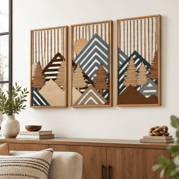 Large Mountain Wood Wall Art 16