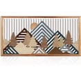 thumbnail image 1 of Large Mountain Wood Wall Art for Living Room 16x32 Inch Framed Abstract Mountain Landscape Wall Decor Boho Woodcut Nature Scenery Artwork Bedroom Office, 1 of 9
