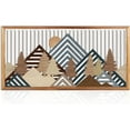 thumbnail image 1 of Large Mountain Wood Wall Art for Living Room 16x32 Inch Framed Abstract Mountain Landscape Wall Decor Boho Woodcut Nature Scenery Artwork Bedroom Office, 1 of 9