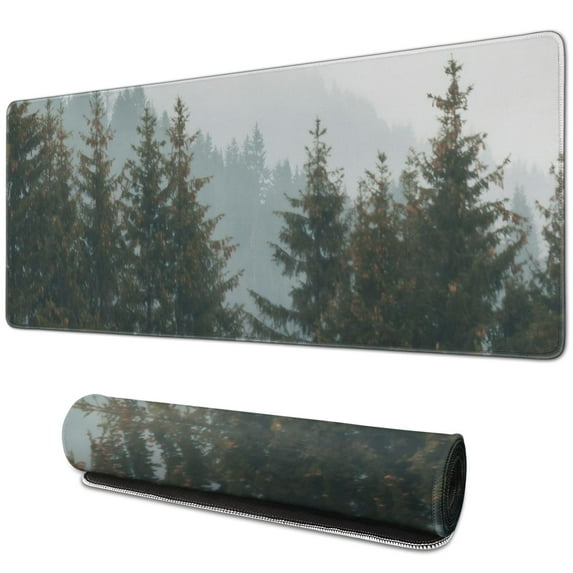 Large Mouse Mat Designed for Epic Gaming Sessions - Stunning Forest Background Pattern, Extended Non-Slip Rubber Mice Pad with Stitched Edges - 31.5 x 11.8 Inches