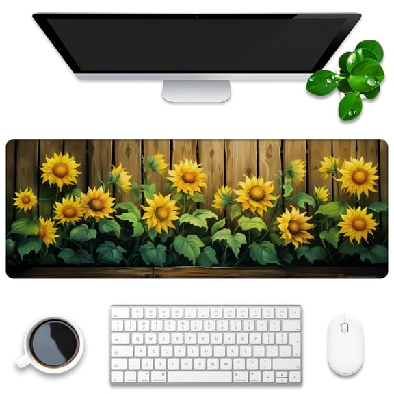 Large Mouse Mat,Desk Protector,Rubber Office Mat,Anti-Fray Stitched Edges,Waterproof Pad for Office & Gaming (35.4" x 15.7") - Banana Pattern on A Blue Background with White Dots