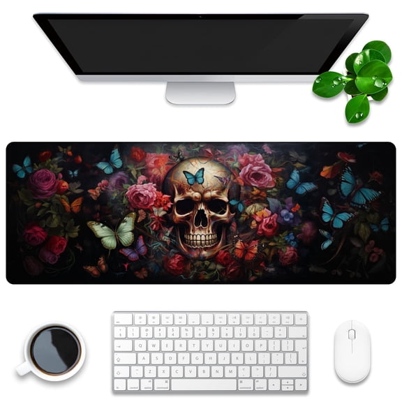 Large Mouse Mat,Desk Protector,Rubber Office Mat,Anti-Fray Stitched Edges,Waterproof Pad for Office & Gaming (35.4" x 15.7") - Large Multicolored Bouquet of Roses And Other Flowers