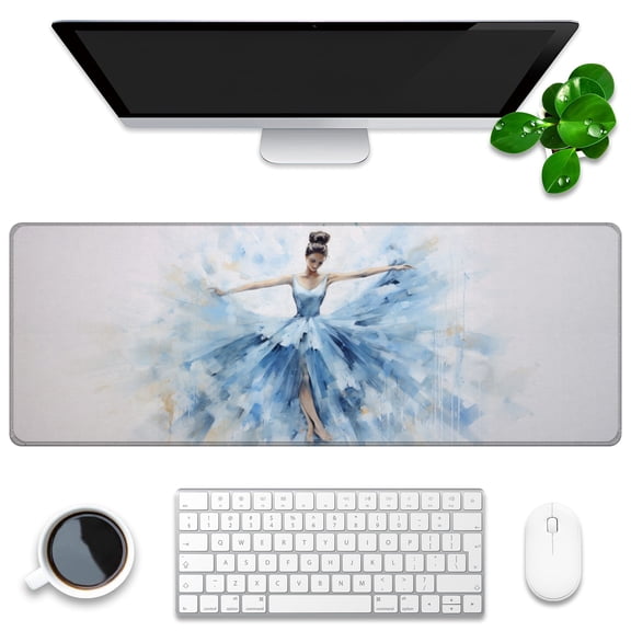 Large Mouse Mat,Desk Protector,Rubber Office Mat,Anti-Fray Stitched Edges,Waterproof Pad for Office & Gaming (35.4" x 15.7") - Tropical Palm Trees And Rainbow Sunset Background
