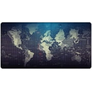 Large Mouse Pad 31.4 x 15.7inches 3mm XXL Extended Gaming Mouse Pad Mat with Non-Slip Base Stitched Mousepad for Computer,Office,Keyboard and Laptop-World map，Waterproof Desk Mat