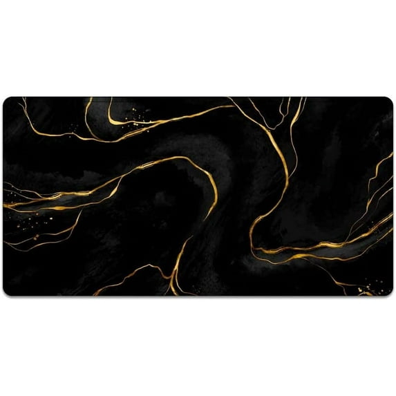 Large Mouse Pad 31.4 x 15.7inches 3mm XXL Extended Gaming Mouse Pad Mat with Non-Slip Base Stitched Mousepad for Computer,Office,Keyboard and Laptop- Black Gold \u200bCoffee Marble,Waterproof Desk Mat
