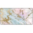 thumbnail image 1 of Large Mouse Pad 31.4 x 15.7inches 3mm XXL Extended Gaming Mouse Pad Mat with Non-Slip Base Stitched Mousepad for Computer,Office,Keyboard and Laptop-Pink Gold Green Marble，Waterproof Desk Mat, 1 of 7