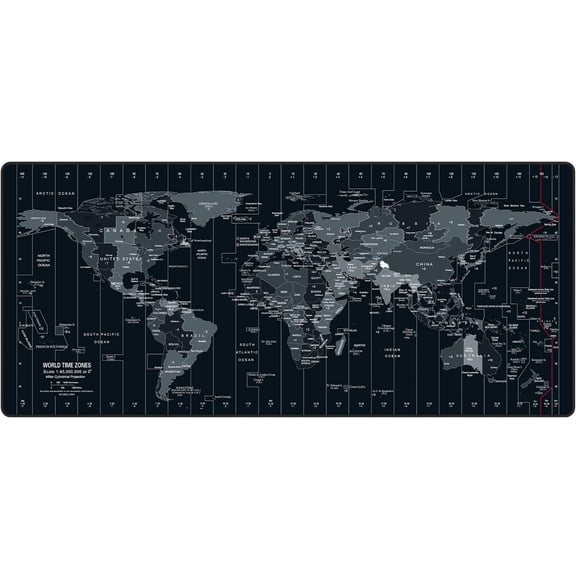 Large Mouse Pad 35.4x15.7 Inch World Map - Xxl Gaming Desk Mat With Non-slip Rubber Base Stitched Edges | And For Gaming/office Portable