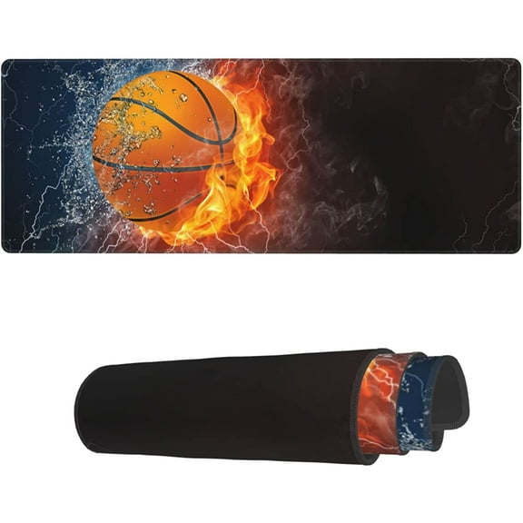 Large Mouse Pad 3D Fire Basketball Extended Gaming Mouse Pad with Stitched Edges Laptop Computer Keyboard Mouse Mat Desk Pad for Work Game Office Home