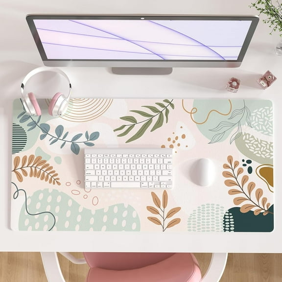 Large Mouse Pad, Abstract Botanical Waterproof Desk Mat, Boho Computer Gaming Mouse Pad, Minimalist XXL Full Desk Mousepad Non Slip Desk Pad for School Office Home 31.5" x 15.7"