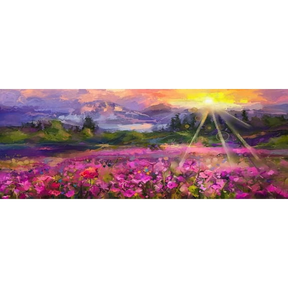 Large Mouse Pad,Abstract Oil Painting Purple Cosmos Flower Large XL Desk Mat Extended Waterproof Mouse Mat with Stitched Edges and Non-Slip Base for Office Gaming Home 31.5 X 11.8 Inch