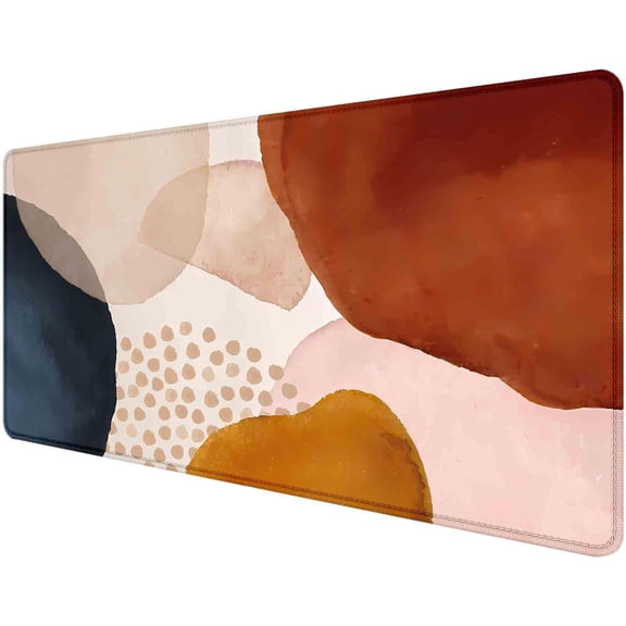 Large Mouse Pad, Boho Desk Pad Mat, XXL Computer Desk Matt for Desktop Laptop Women, Computer Keyboard Mat for Office Desktop, Orange Navy