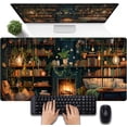 thumbnail image 1 of Large Mouse Pad Cozy Library, Extended Full Desk Mouse Mat Gaming Desktop Pad, Computer Keyboard Mat XXL, Vintage Office Decor Desk Laptop Cover Mat Big, Aesthetic Desk Accessories 31.5x15.7 Inch, 1 of 6