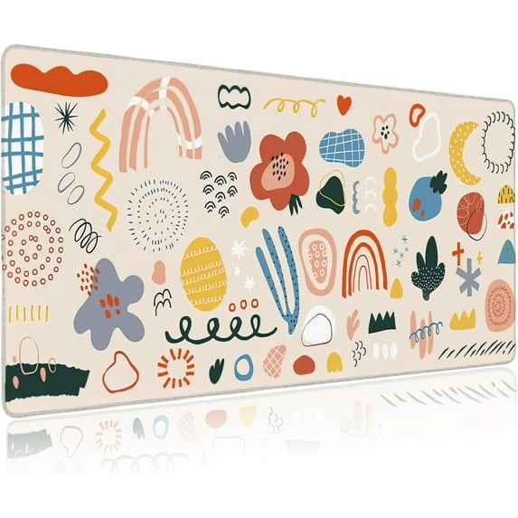 Large Mouse Pad Creative Cartoon Doodle Extended Gaming Mouse Pad Desk Mat Stitched Edges Mousepad Non-Slip Rubber Base Keyboard Pad for Laptop Computer PC 35.4 x 15.7 inches