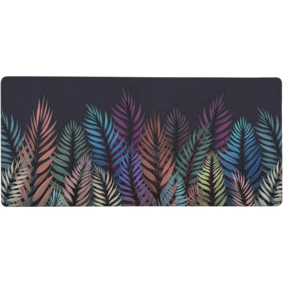 Large Mouse Pad for Desk, Abstract Palm Leaves Desk Mats on Top of Desks, Non-Slip Rubber Base Mousepad with Stitched Edges, Keyboard Mouse Mat Desk Pad for Work, Game, Office, 35.5"x16"x0.12"