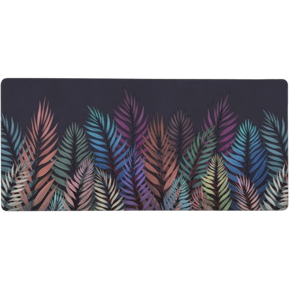 Large Mouse Pad for Desk, Abstract Palm Leaves Desk Mats on Top of Desks, Non-Slip Rubber Base Mousepad with Stitched Edges, Keyboard Mouse Mat Desk Pad for Work, Game, Office, 35.5"x16"x0.12"