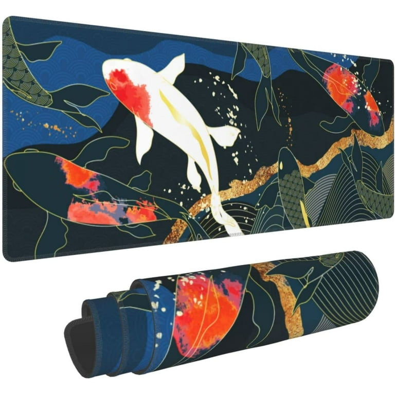 Desk Mat, Desk Mats On Top of Desks Gaming Mouse Pad with Non-Slip Base  Extended Large Mouse Pad XL Keyboard Mouse Pad for Work, Game, Office, Home  - Koi Fish (35.4x15.7 in) 