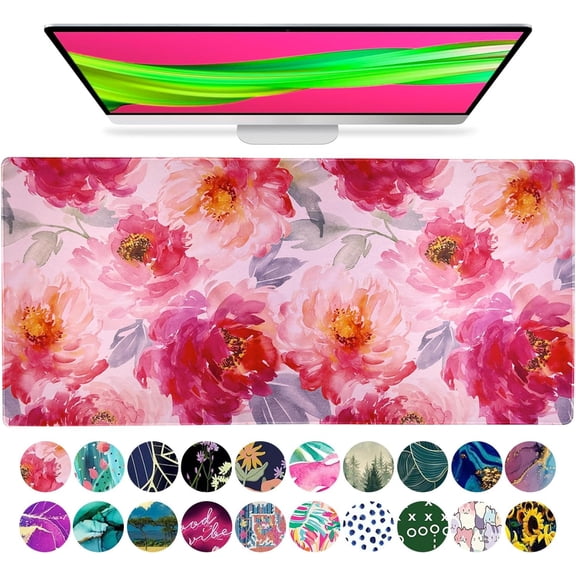 Large Mouse Pad Desk Mat 15" x 30" – Extended Floral Desk Protector for Keyboard & Mouse – Non-Slip Waterproof Cute Office Pad Aesthetic Workstation Mat