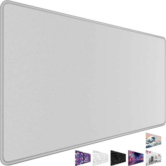 Large Pad, Desk Mat Large Office Desk Pad Gaming Pad with Stitched Edges, 31.5" x 15.7" Mousepad with Non-Slip Rubber Base for PC Laptop Office Accessories, Gray