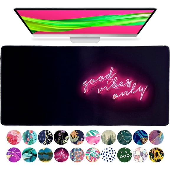 Large Mouse Pad Desk Mat Protector Keyboard Pad Desktop Office School Decor Big Extended Quote Computer Accessories Mousepad Good Vibes Only Inspiration Work