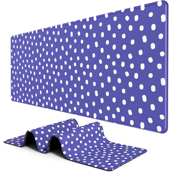 Large Mouse Pad, Desk Pad, XXL XL Extended Gaming Mouse Pad, Desk Mat for Office & Home, Long Keyboard Mat, Huge Mouse Pad, Desktop Full Cover 31.5 x 11.8 Inches, Minimalist Purple Polka Dots