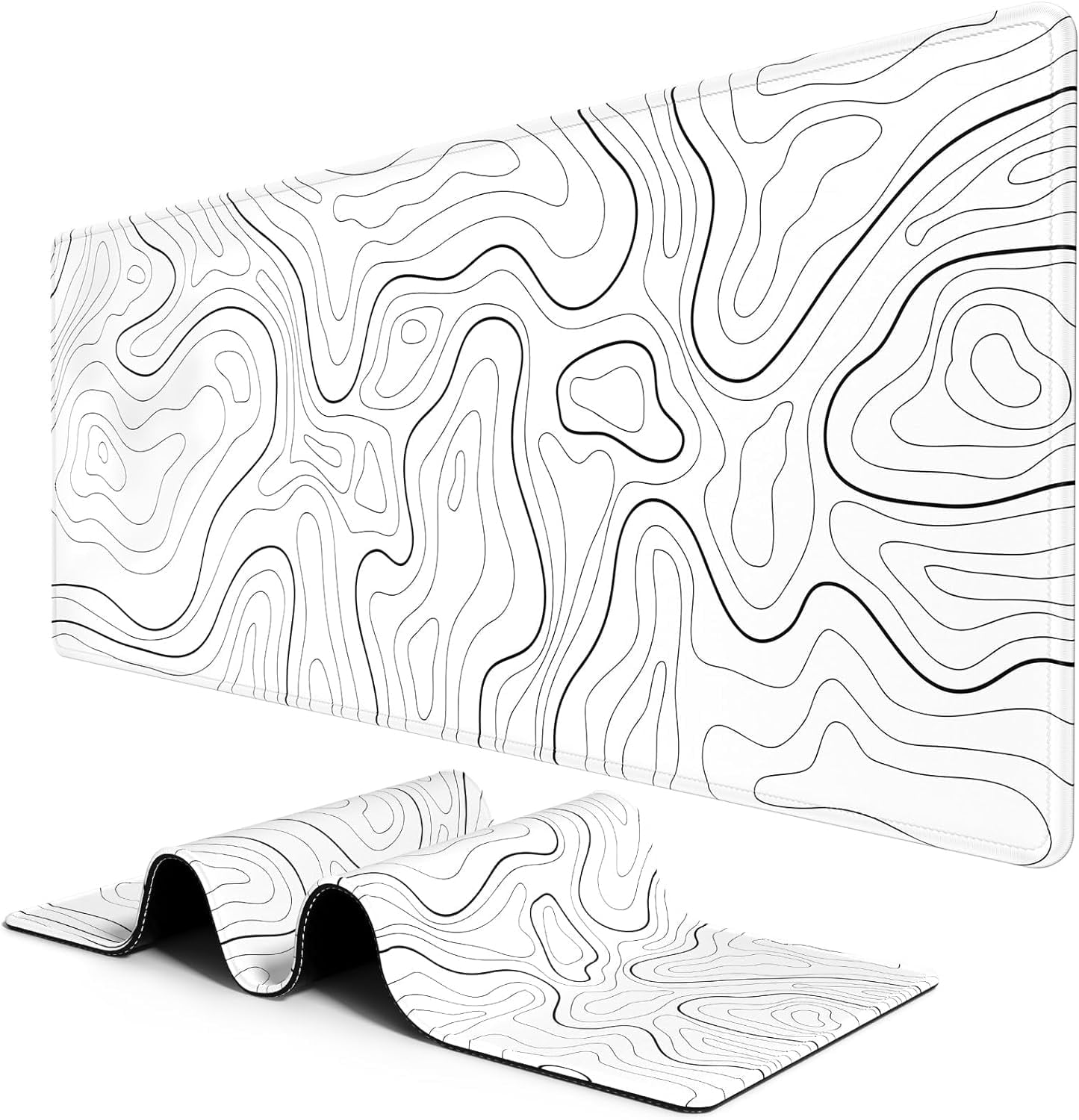 Large Mouse Pad, Desk Pad, XXL XL Extended Gaming Mouse Pad, Desk Mat for Office & Home, Long Keyboard Mat, Huge Mouse Pad, Desktop Full Cover 35.5 x 15.7 Inches, Minimalist Abstract Lines