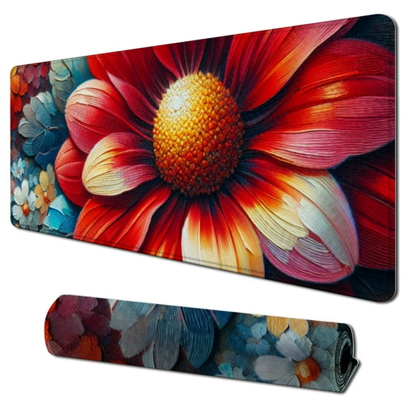 Large Mouse Pad Flowers Desk Pad, Abstract Flowers Gaming Mouse Pad,Computer Desk Mat Keyboard with Non Slip Base for Home Office,Extended Large Size