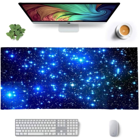 Large Mouse Pad, Full Desk Extended Gaming Mouse Pad 23.62" X 11.81", Waterproof Desk Mat with Stitched Edges, Non-Slip Laptop Computer Keyboard Mousepad for Office and Home, Star Sky Design