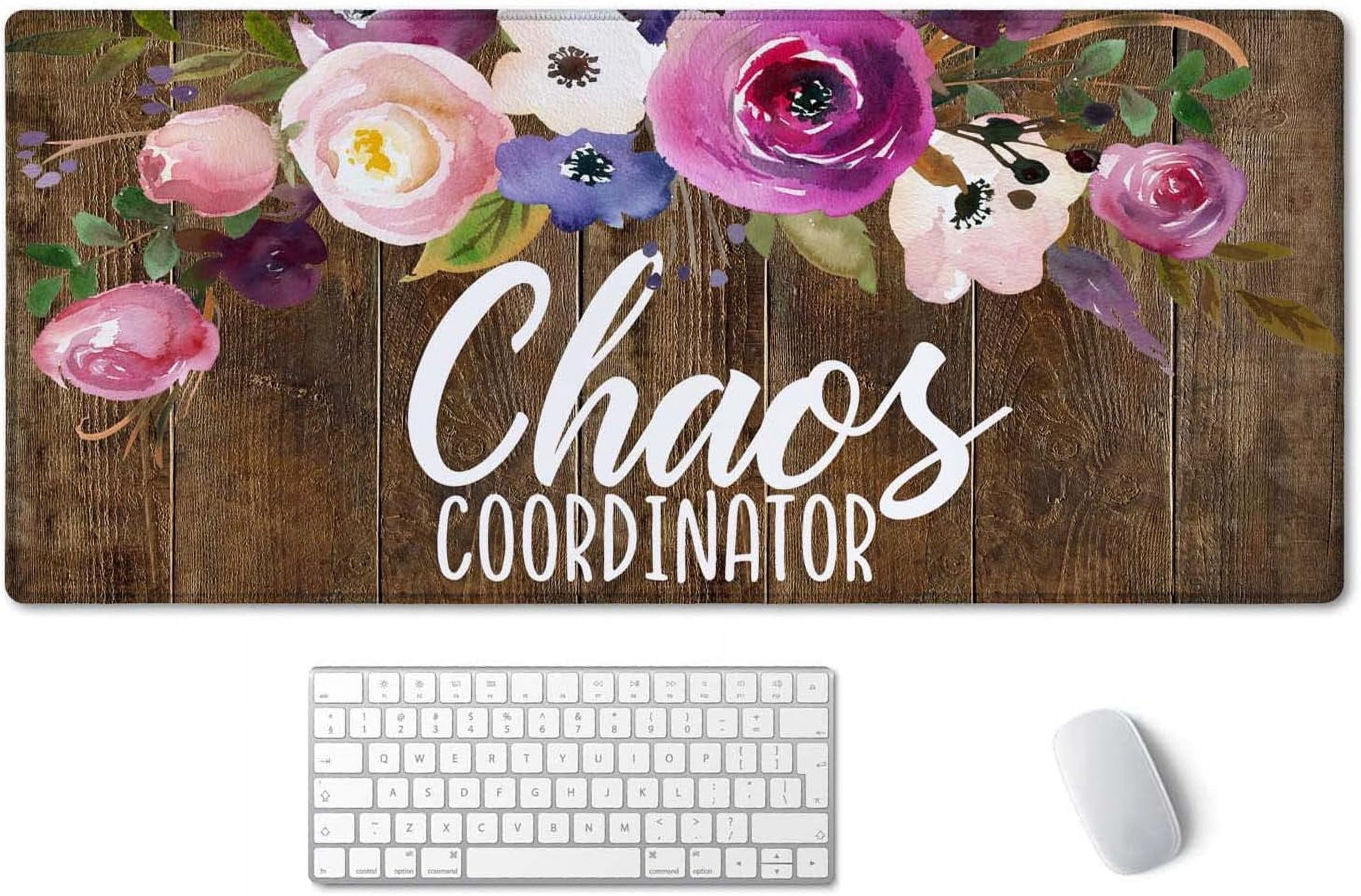 Large Mouse Pad, Full Desk XXL Extended Gaming Mouse Pad 35.4" X 15.7", Waterproof Desk Mat Stitched Edges, Non-Slip Laptop Computer Mousepad for Office and Home, Chaos Coordinator Funny Quote
