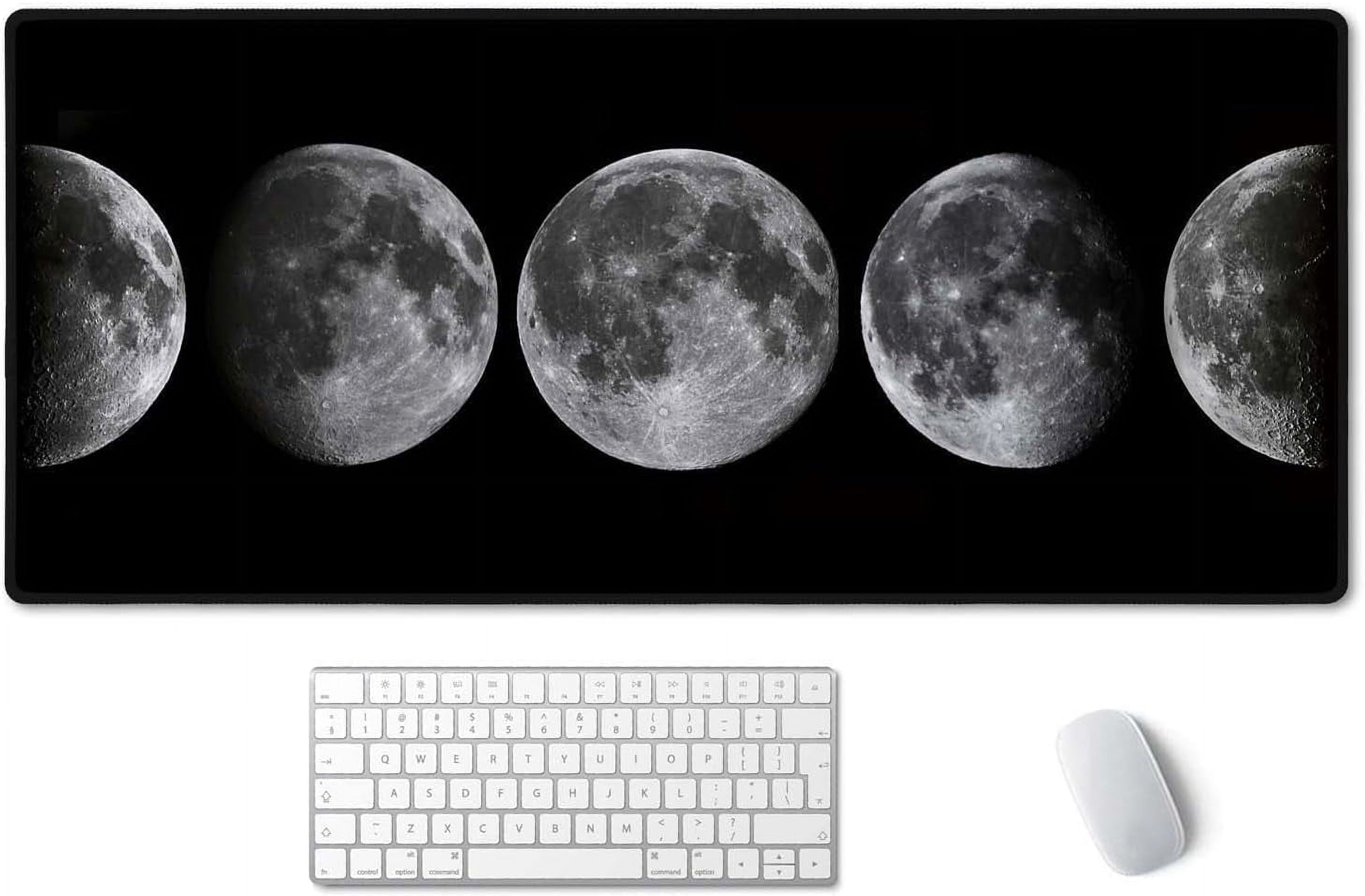 Large Mouse Pad, Full Desk XXL Extended Gaming Mouse Pad 35.4" x 15.7", Waterproof Desk Mat with Stitched Edge, Non-Slip Laptop Computer Keyboard Mousepad for Office & Home, Phases of The Moon