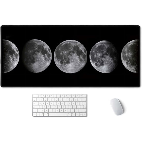Large Mouse Pad, Full Desk XXL Extended Gaming Mouse Pad 35.4" x 15.7", Waterproof Desk Mat with Stitched Edge, Non-Slip Laptop Computer Keyboard Mousepad for Office & Home, Phases of The Moon