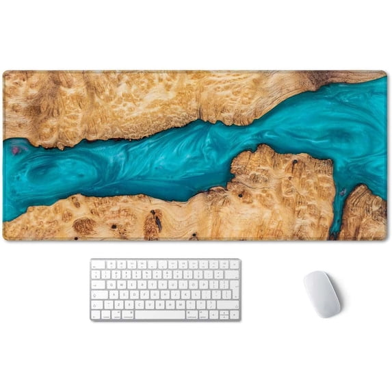 Large Mouse Pad, Full Desk XXL Extended Gaming Mouse Pad 35.5" X 15.7", Waterproof Desk Mat with Stitched Edge, Non-Slip Laptop Computer Keyboard Mousepad for Office & Home, Petrified Wood