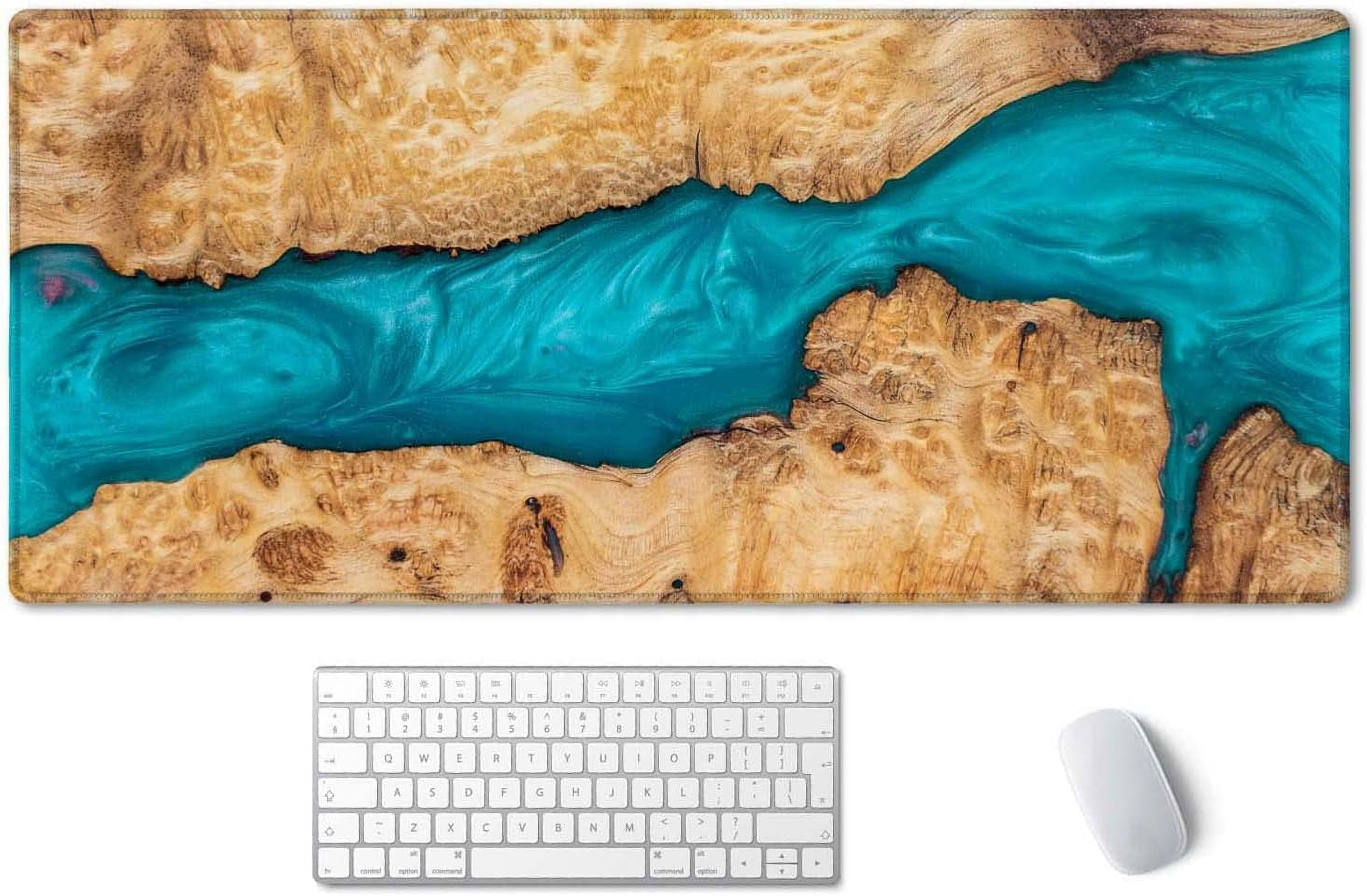 Large Mouse Pad, Full Desk XXL Extended Gaming Mouse Pad 35.5" X 15.7", Waterproof Desk Mat with Stitched Edge, Non-Slip Laptop Computer Keyboard Mousepad for Office & Home, Petrified Wood