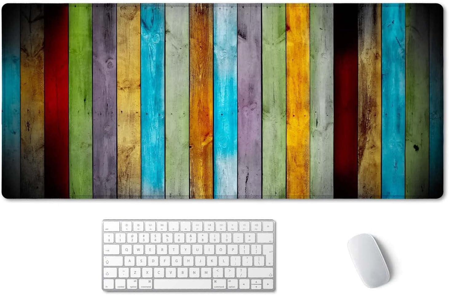 Large Mouse Pad, Full Desk XXL Extended Gaming Mouse Pad 35.5" X 15.7", Waterproof Desk Mat with Stitched Edge, Non-Slip Laptop Computer Keyboard Mousepad for Office & Home, Colorful Wood