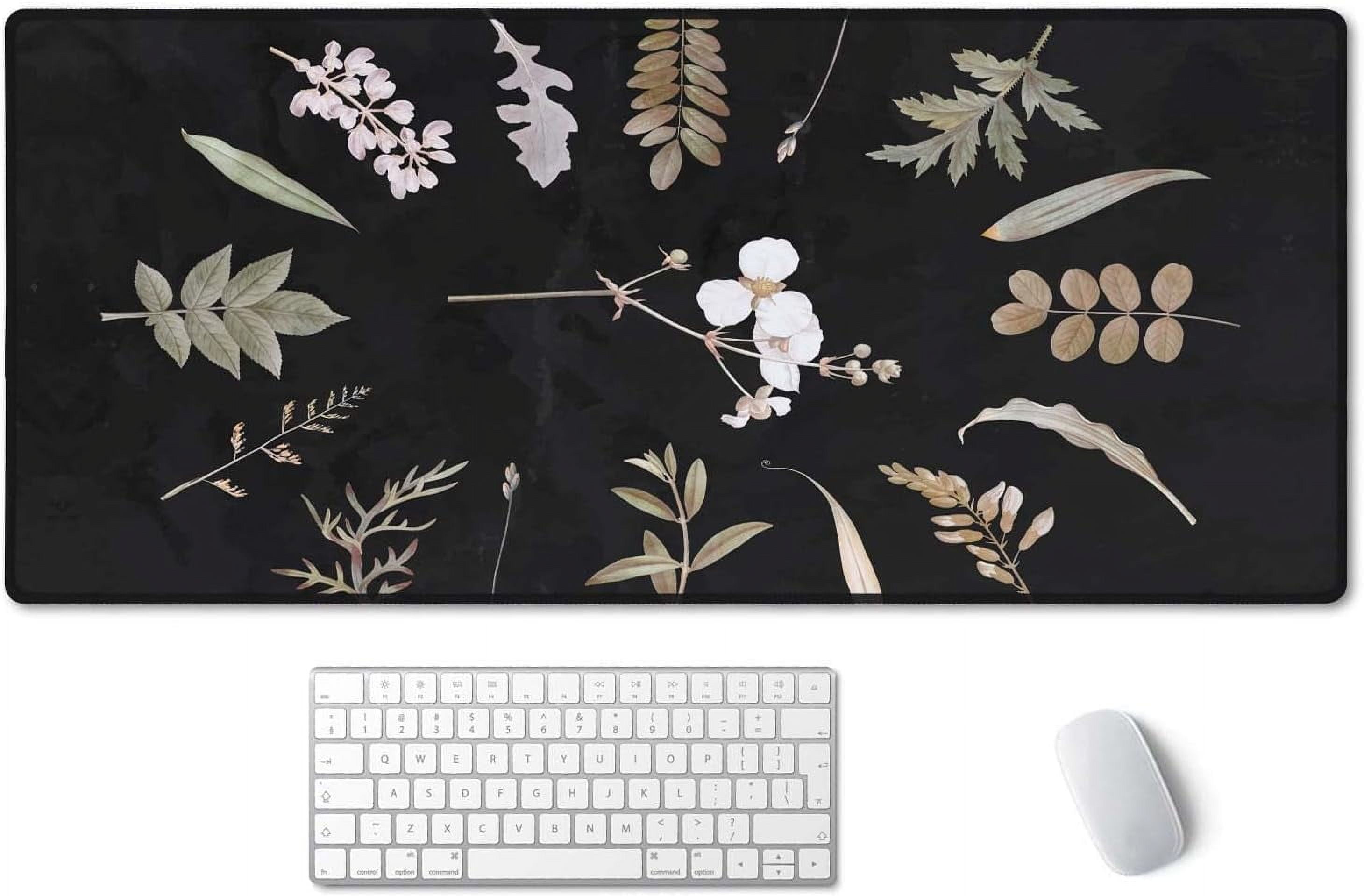 Large Mouse Pad, Full Desk XXL Extended Gaming Mouse Pad 35.5" X 15.7", Waterproof Desk Mat with Stitched Edge, Non-Slip Laptop Computer Keyboard Mousepad for Office & Home, Floral