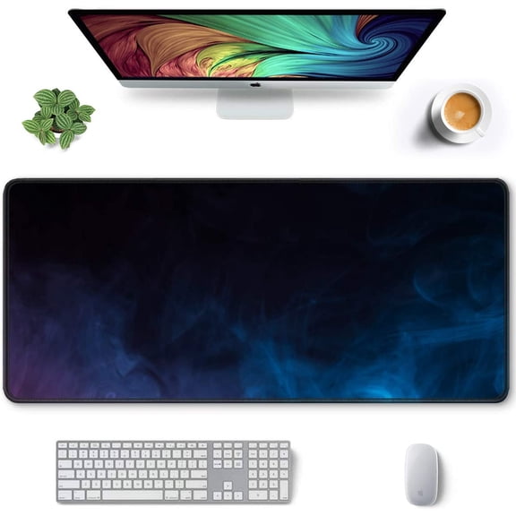Large Mouse Pad, Full Desk XXL Extended Gaming Mouse Pad 35" X 15", Waterproof Desk Mat with Stitched Edges, Non-Slip Laptop Computer Keyboard Mousepad for Office and Home, Smoke Design
